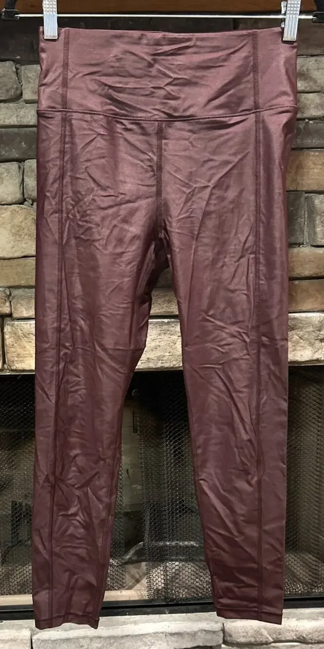 Women’s SWEATY BETTY Merlot Faux Leather 7/8 Length Leggings Size S *D1